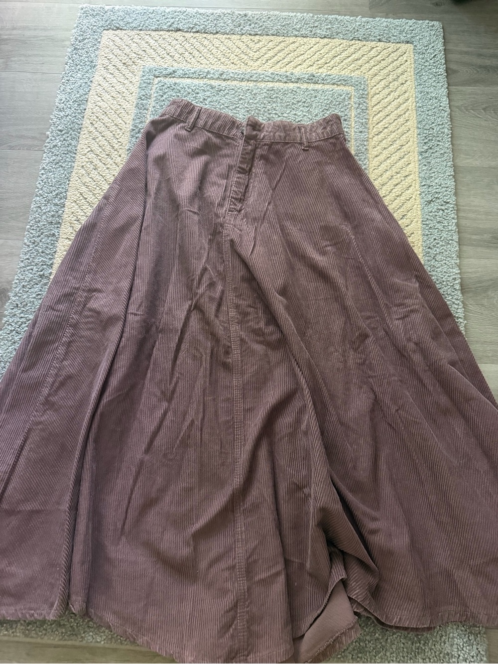 Women's High-Waist Corduroy A-Line Maxi Skirt in Mauve